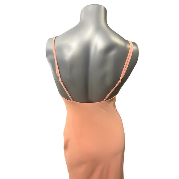 ABERCROMBIE & FITCH Peach Cowl Neck Maxi Dress Small Spaghetti Strap Wedding - Picture 4 of 8
